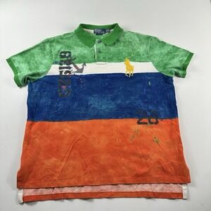 Polo Ralph Lauren Buoy 2 Paint Splatter Splash Big Pony Anchor Polo Shirt 2XL
